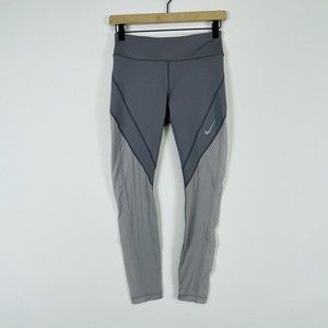 Nike Dri-Fit‎ Grey Mesh Side Panels Compression Pull On Leggings Womens Sz Small